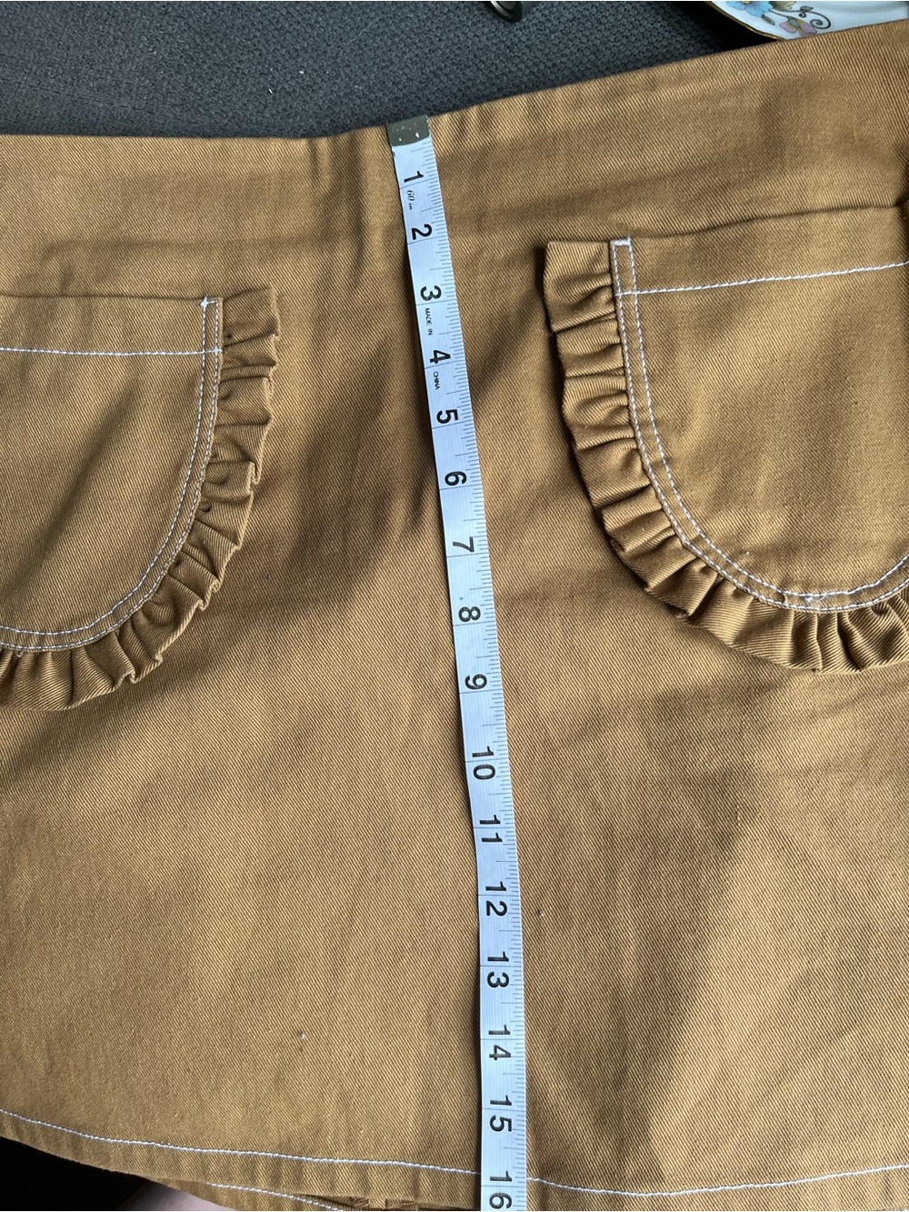 Eliza Faulkner Tate Mini Skirt in Tan Ruffle Pocket A-Line Skirt XXL - Picture 5 of 7